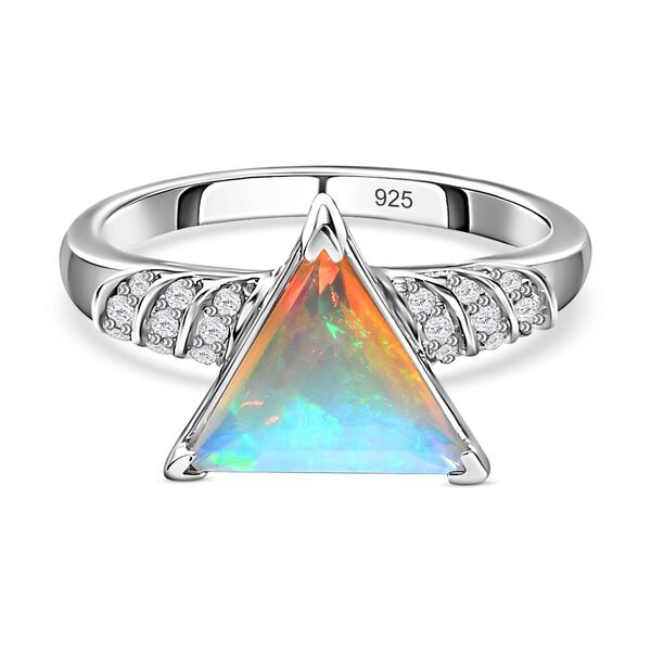 Nat&uuml;rlicher, &auml;thiopischer Welo Opal und Moissanit-Ring - 1,29 ct.