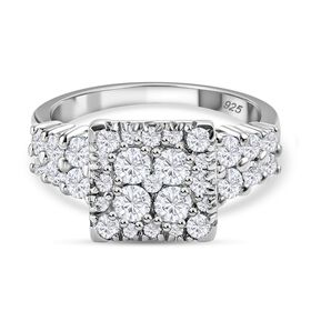 LUSTRO STELLA Hergestellt mit ZIRKONIA Cluster Ring 925 Silber Platin-Überzug (Größe 21.00) ca. 3,33 ct