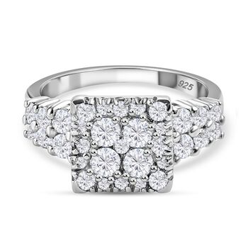 LUSTRO STELLA Hergestellt mit ZIRKONIA Cluster Ring 925 Silber Platin-&Uuml;berzug (Gr&ouml;&szlig;e 21.00) ca. 3,33 ct