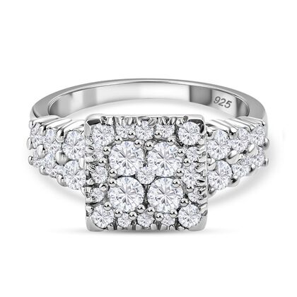 LUSTRO STELLA Hergestellt mit Feinster ZIRKONIA Cluster Ring 925 Silber platiniert (Gr&ouml;&szlig;e 21.00) ca. 3,33 ct