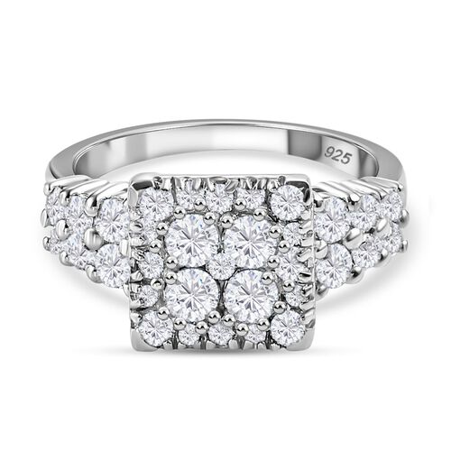 LUSTRO STELLA Hergestellt mit ZIRKONIA Cluster Ring 925 Silber Platin-Überzug (Größe 21.00) ca. 3,33 ct image number 0