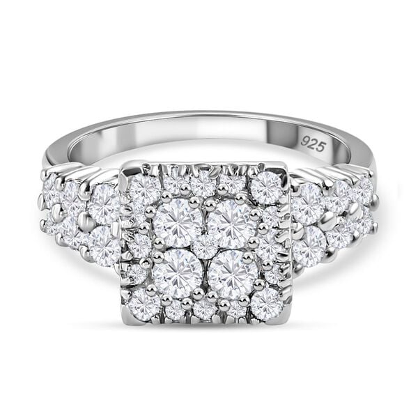 LUSTRO STELLA Hergestellt mit ZIRKONIA Cluster Ring 925 Silber Platin-Überzug (Größe 21.00) ca. 3,33 ct image number 0