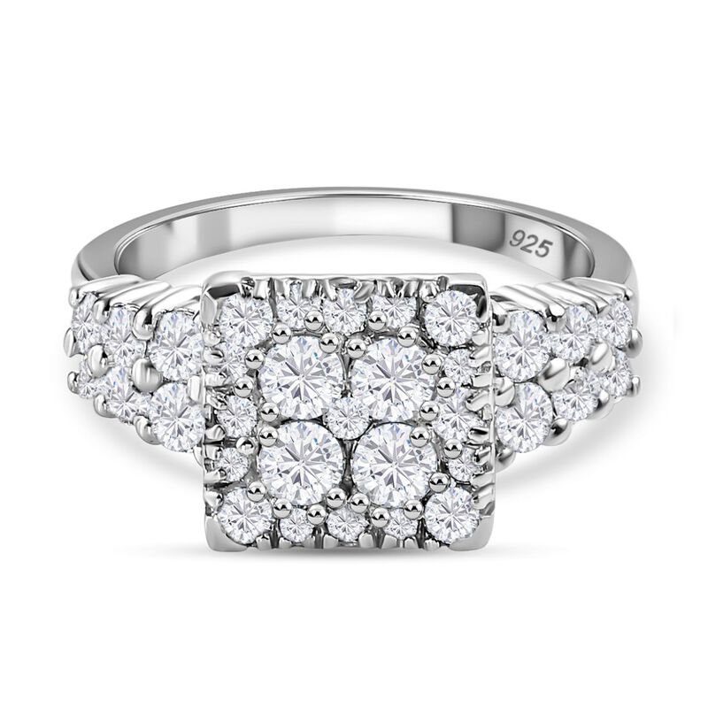 LUSTRO STELLA Hergestellt mit ZIRKONIA Cluster Ring 925 Silber Platin-Überzug (Größe 21.00) ca. 3,33 ct image number 0