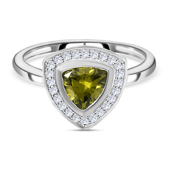LUSTRO STELLA - Peridot Zirkonia und wei&szlig;er Zirkonia-Ring, 925 Silber (Gr&ouml;&szlig;e 16.00) ca. 1,46 ct