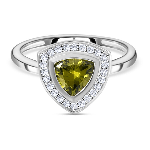 LUSTRO STELLA - Peridot Zirkonia und wei&szlig;er Zirkonia-Ring, 925 Silber  ca. 1,46 ct