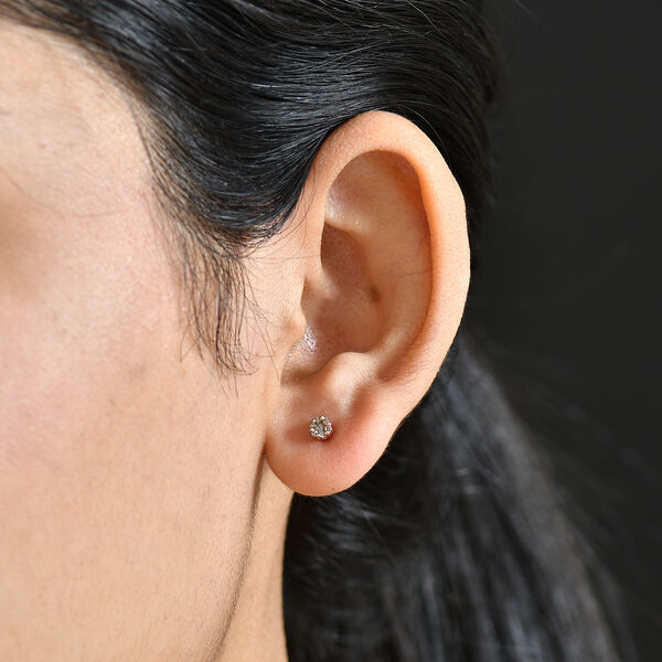 D'Joy Natürlicher Champagner Diamant Ohrringe 925 Silber 750 Roségold Vermeil ca. 0.12 ct image number 2