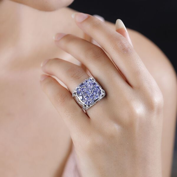 Tansanit und Zirkon Cocktail Ring - 4,06 ct. image number 3
