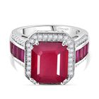 D'Joy AA Afrikanischer Rubin (Fissure gefüllt) Ring 925 Silber rhodiniert (Größe 18.00) ca. 12,29 ct