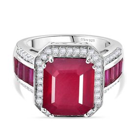 D'Joy AA Afrikanischer Rubin (Fissure gefüllt) Ring 925 Silber rhodiniert (Größe 18.00) ca. 12,29 ct D'Joy AA Afrikanischer Rubin (Fissure gefüllt) Ring 925 Silber rhodiniert (Größe 18.00) ca. 12,29 ct