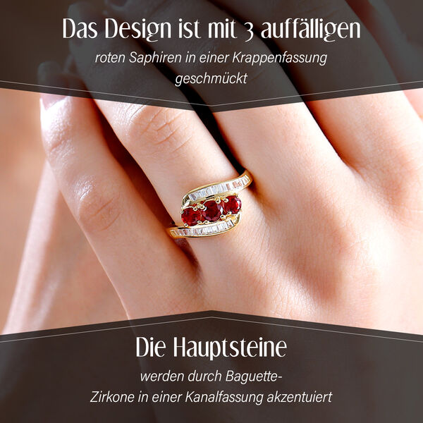 Roter Saphir und Zirkon-Ring - 1,99 ct. image number 3