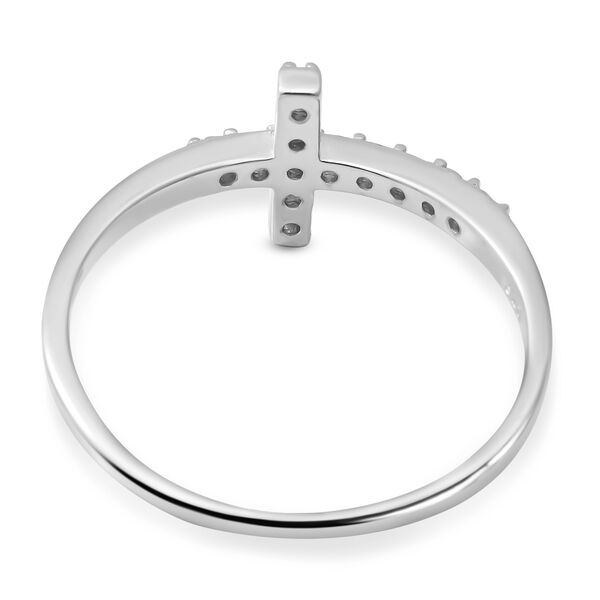 Lustro Stella - Wei&szlig;er Zirkonia Kreuz-Ring, 925 Silber rhodiniert  ca. 0,18 ct image number 3