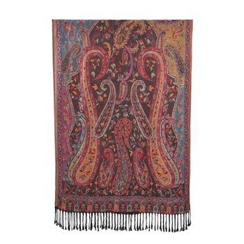 Schal mit Quasten und Paisleymuster, 70x180 cm, Dunkelrot