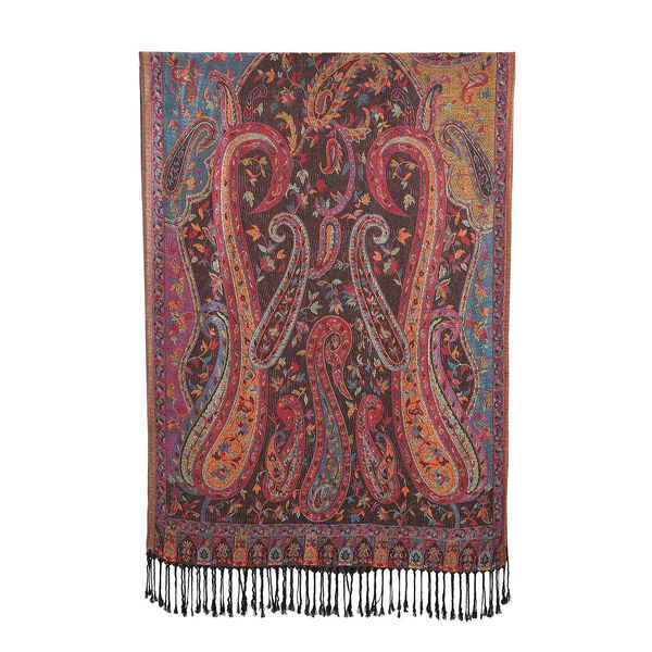 Schal mit Quasten und Paisleymuster, 70x180 cm, Dunkelrot image number 2