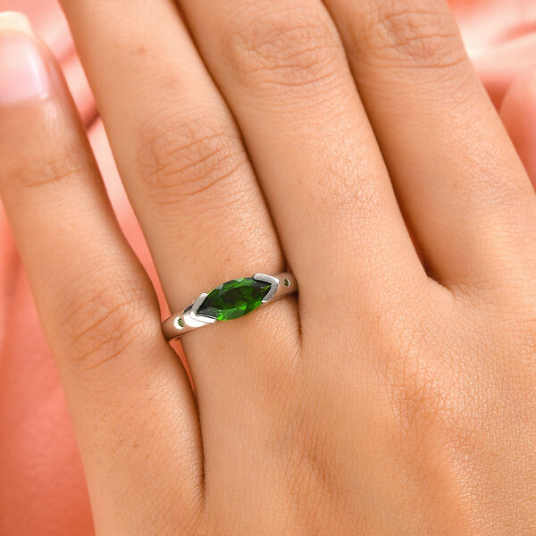 Natürlicher Chromdiopsid Ring 925 Silber platiniert  ca. 0,98 ct image number 3