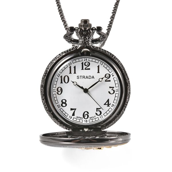 STRADA Taschenuhr mit 79cm Kette im L&ouml;we-Motiv, Japanisches Uhrwerk image number 5