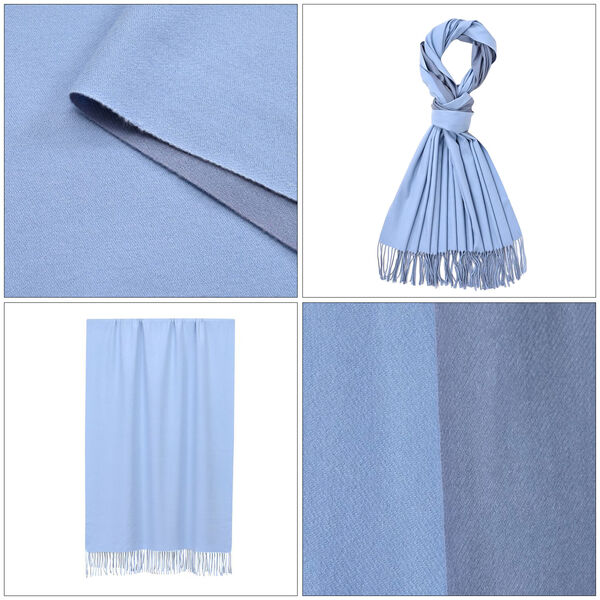 Luxuriöser Winterschal mit Fransen, blau hell/dunkel image number 4