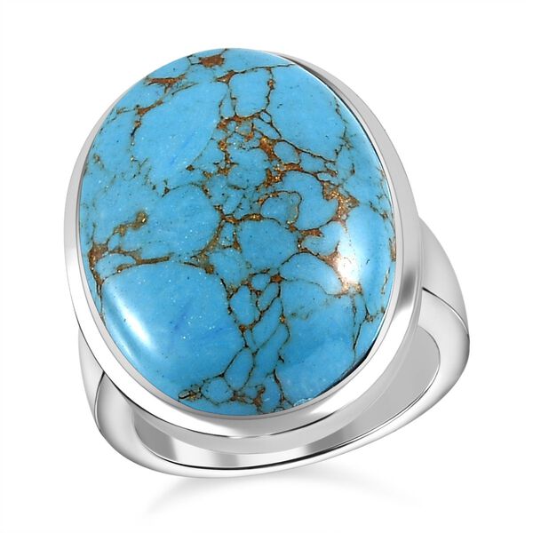 Blauer T&uuml;rkis Ring, Edelstahl (Gr&ouml;&szlig;e 20.00) ca. 16.65 ct image number 4