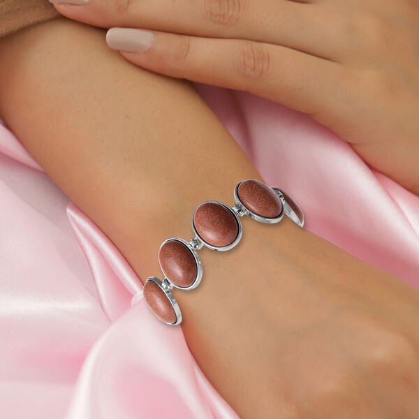 Gold-Sandstein-Armband, 19 cm, silberfarben ca. 122,00 ct image number 2