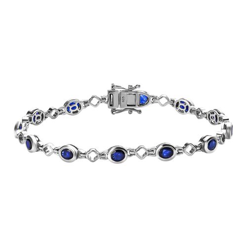Masoala Saphir (Fissure gefüllt) Armband ca. 19 cm 925 Silber platiniert ca. 6.38 ct image number 0