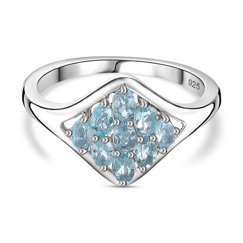 Paraiba-Apatit Ring 925 Silber platiniert (Größe 16.00) ca. 0,73 ct image number 0