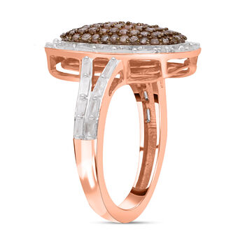 Nat&uuml;rlicher Champagner und wei&szlig;er Diamant-Ring - 1 ct.