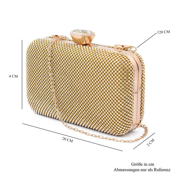 Moderne Clutch mit Kristallverzierung, 20x4x2 cm, Gold image number 7