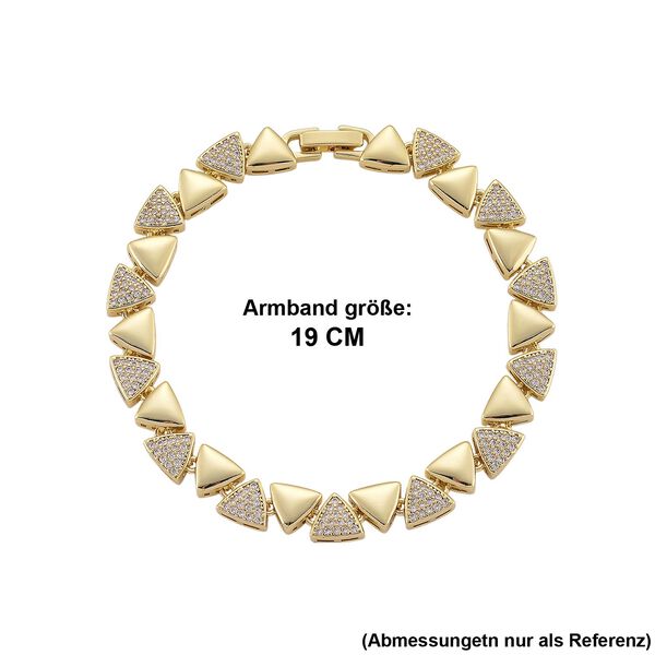 Wei&szlig;es Zirkonia 19cm Armband, Goldton image number 5