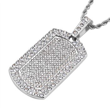 Wei&szlig;er Kristall-Anh&auml;nger mit Kette in Silberton - 8 ct.