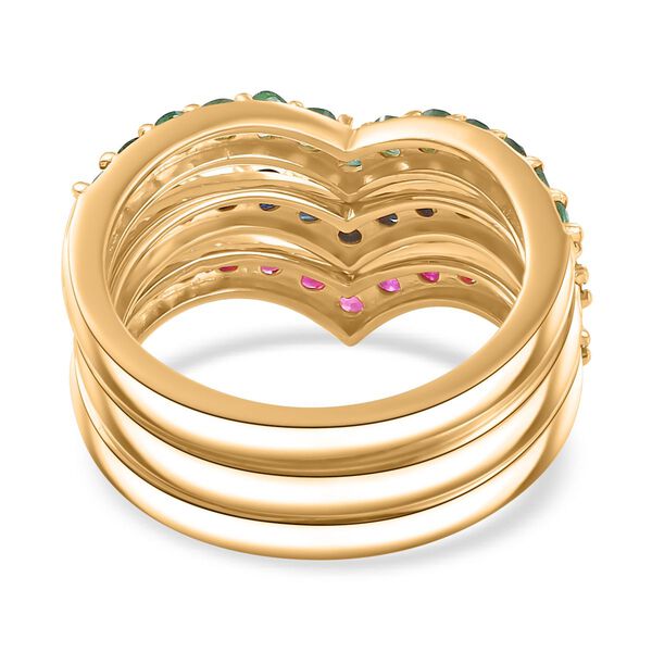 Thailändischer Rubin, Kanchanaburi Blauer Saphir Schmuckset 925 Silber 750 Gelbgold Vermeil ca. 1,94 ct. image number 6