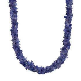 Tansanit Halskette ca. 50 cm 925 Silber rhodiniert ca. 330,00 ct.