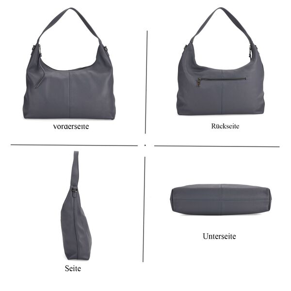 Echtleder-Hobo-Bag mit abnehmbarem Schulterriemen, 41x10x35 cm, Staubblau image number 5