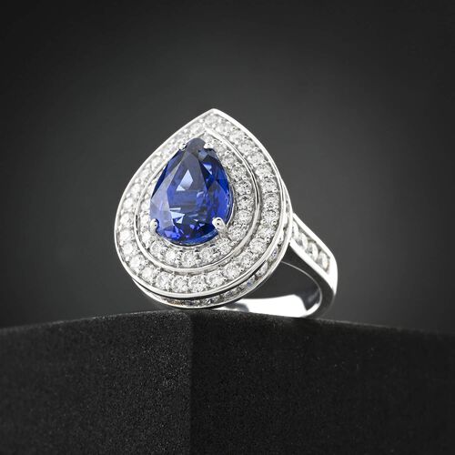 Chairman's Vault Collection - zertifiziert und geprüft RHAPSODY AAAA Ceylonfarbener Saphir und VS-EF Diamant Ring in 950 Platin - 6,05 ct. image number 1