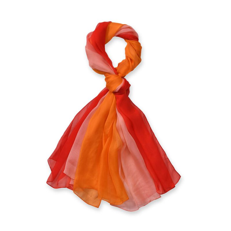 LA MAREY Ombre Chiffon Schal aus Seide, rot orange image number 0