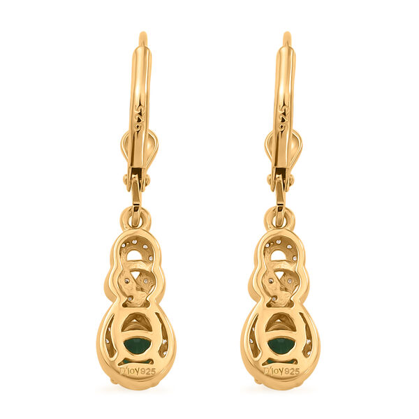 D'Joy Socoto Smaragd, Wei&szlig;er Zirkon Ohrringe 925 Silber 750 Vergoldet ca. 0.95 ct image number 4