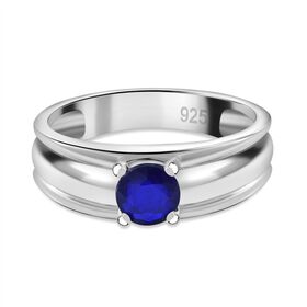 Blauer Spinell Ring, 925 Silber rhodiniert (Größe 18.00) ca. 0.59 ct