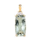 AA Prasiolite, Weißer Topas Anhänger 925 Silber Gelbgold Vermeil ca. 11.26 ct