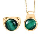 2er Set - EVER TRUE AAA Malachit Ring und Anhänger mit Kette, ca. 50 cm (Größe 20.00) ca. 28.35 ct
