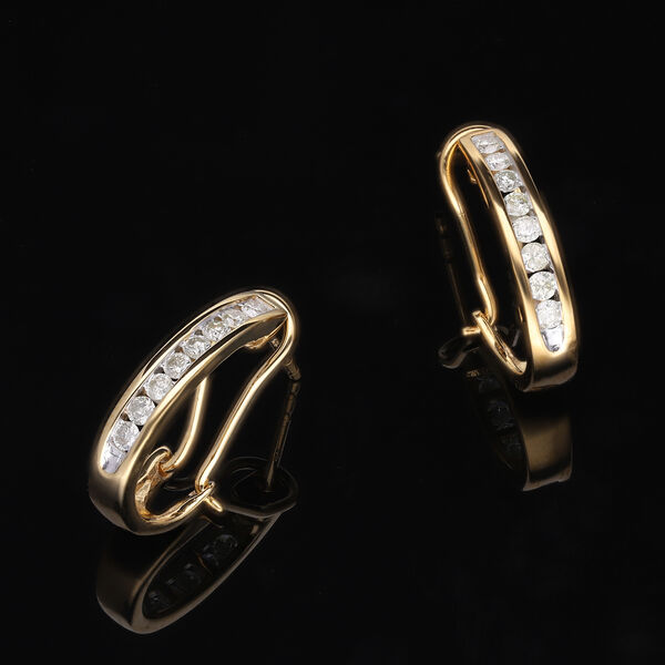 Wei&szlig;e Diamant Creolen, 925 Silber Gelbgold Vermeil ca. 0.50 ct image number 2