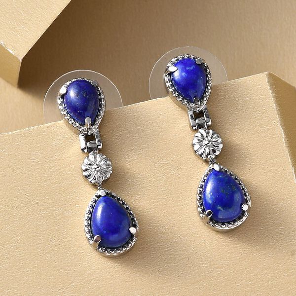 Lapislazuli-Ohrringe, Edelstahl ca. 5,11 ct image number 2
