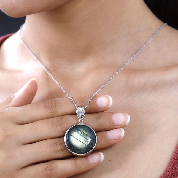 Labradorit-Anh&auml;nger mit 50 cm Kette - 30,62 ct. image number 3