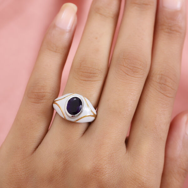 Lusaka Amethyst Solit&auml;r Ring 925 Silber Zweifarbige Beschichtung image number 3