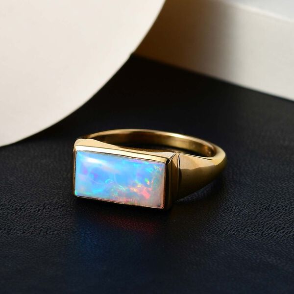 Nat&uuml;rlicher, &auml;thiopischer Welo Opal Ring, 925 Silber Gelbgold Vermeil (Gr&ouml;&szlig;e 20.00) ca. 1.65 ct image number 2