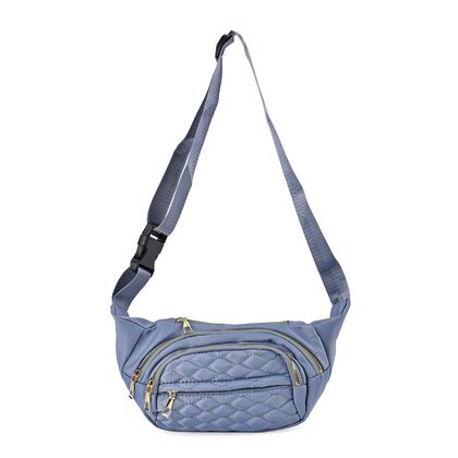 Multifunktionale RFID-gesch&uuml;tzte Nylon G&uuml;rteltasche mit Schnellverschluss, 36x4x13cm, Blau