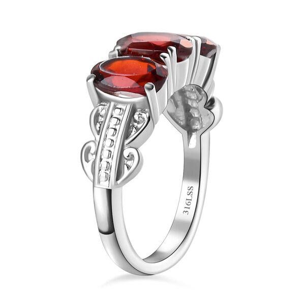 Roter Granat Schmuckset  Edelstahl ca. 5.99 ct image number 6