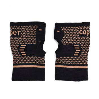 Kupferfaser Handgelenk Bandagen Paar, st&uuml;tzend, atmungsaktiv, Schwarz-Kupfer, Gr&ouml;&szlig;e S