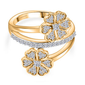 LUXURIANT DIAMOND - Lab Grown Diamant SI-GH Ring 925 Silber 750 Gelbgold Vermeil (Größe 17.00) ca. 0.54 ct