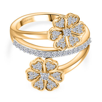 LUXURIANT SI-GH Labor Diamant Ring, 925 Silber 750 Gelbgold Vermeil - 0,54 ct.