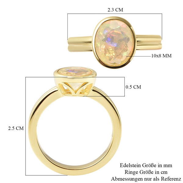 Natürlicher, äthiopischer Opal-Ring, 925 Silber Gelbgold Vermeil  ca. 1,45 ct image number 5