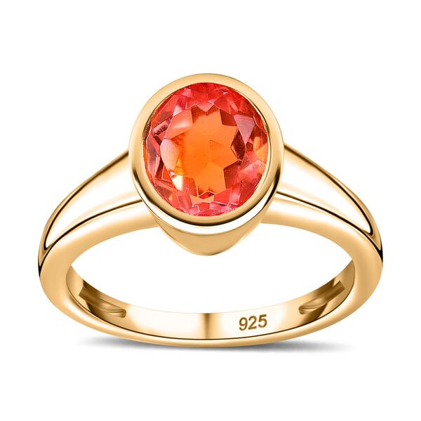 Padparadscha Quarz Triplette Ring 925 Silber 750 Gelbgold Vermeil (Gr&ouml;&szlig;e 17.00) ca. 2,02 ct image number 4