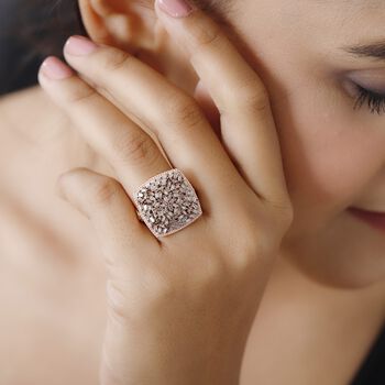 Nat&uuml;rlicher Champagner Diamant Ring, 925 Silber Ros&eacute;gold Vermeil (Gr&ouml;&szlig;e 18.00) ca. 1.00 ct